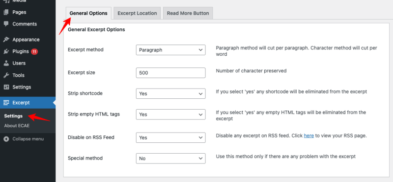 excerpt-plugin-general-options