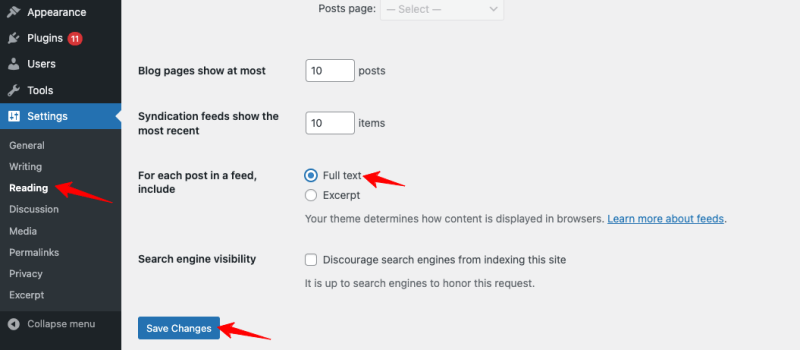 reading-settings-wordpress