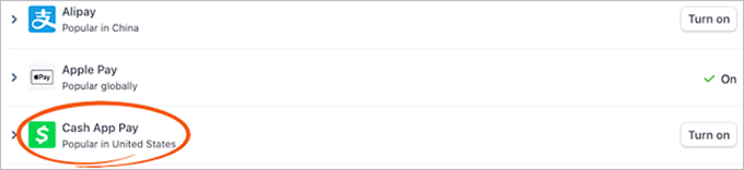 Choose Cash App as the payment option